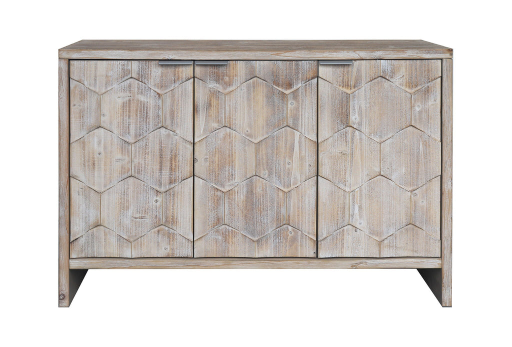 Accent Cabinet Farmhouse Style 3 Door Wooden Cabinet Sideboard Buffet Server Cabinet Storage Cabinet, For Living Room - Natural Wood Wash