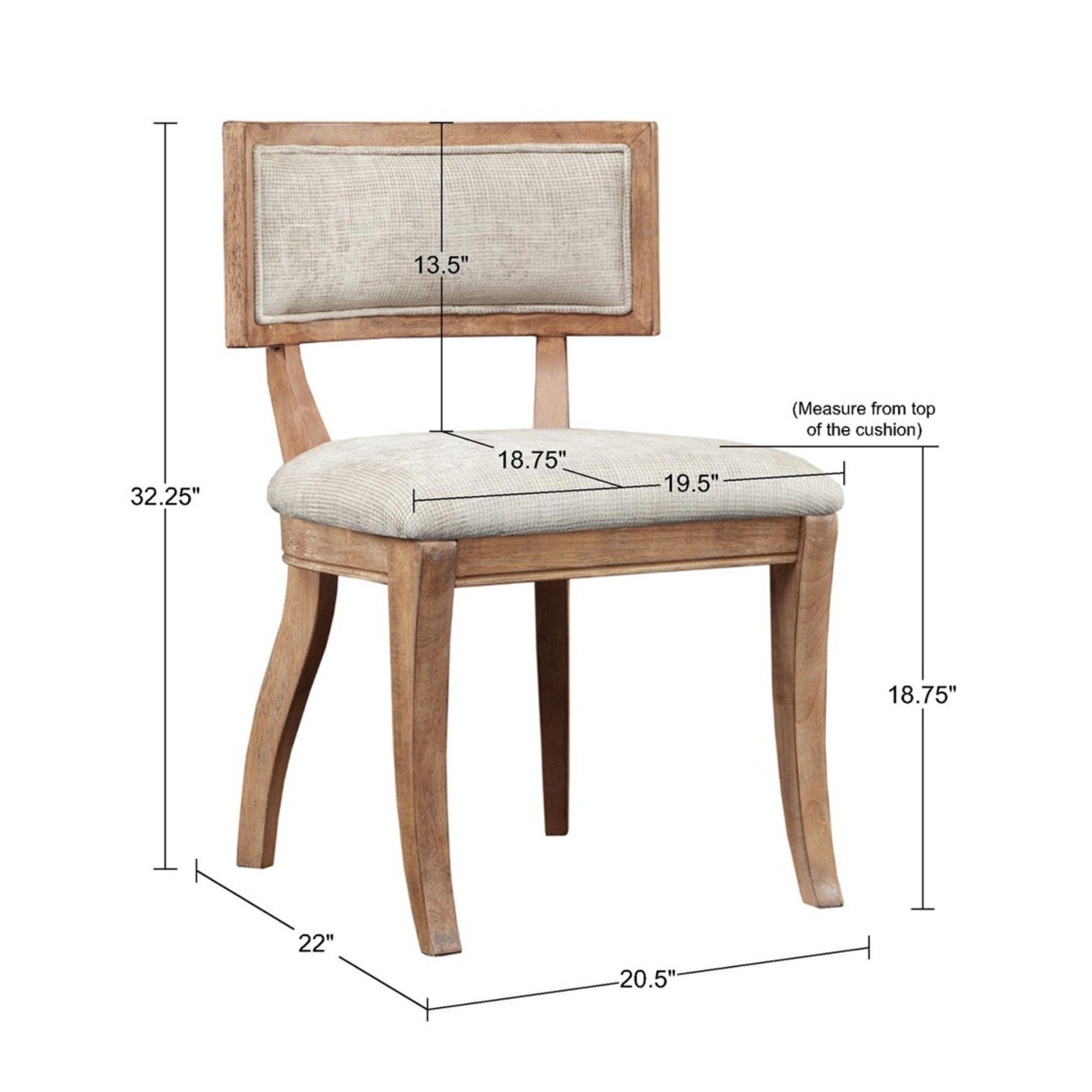 Classic Dining Chair With Curved Back (Set of 2) - Beige / Light Natural