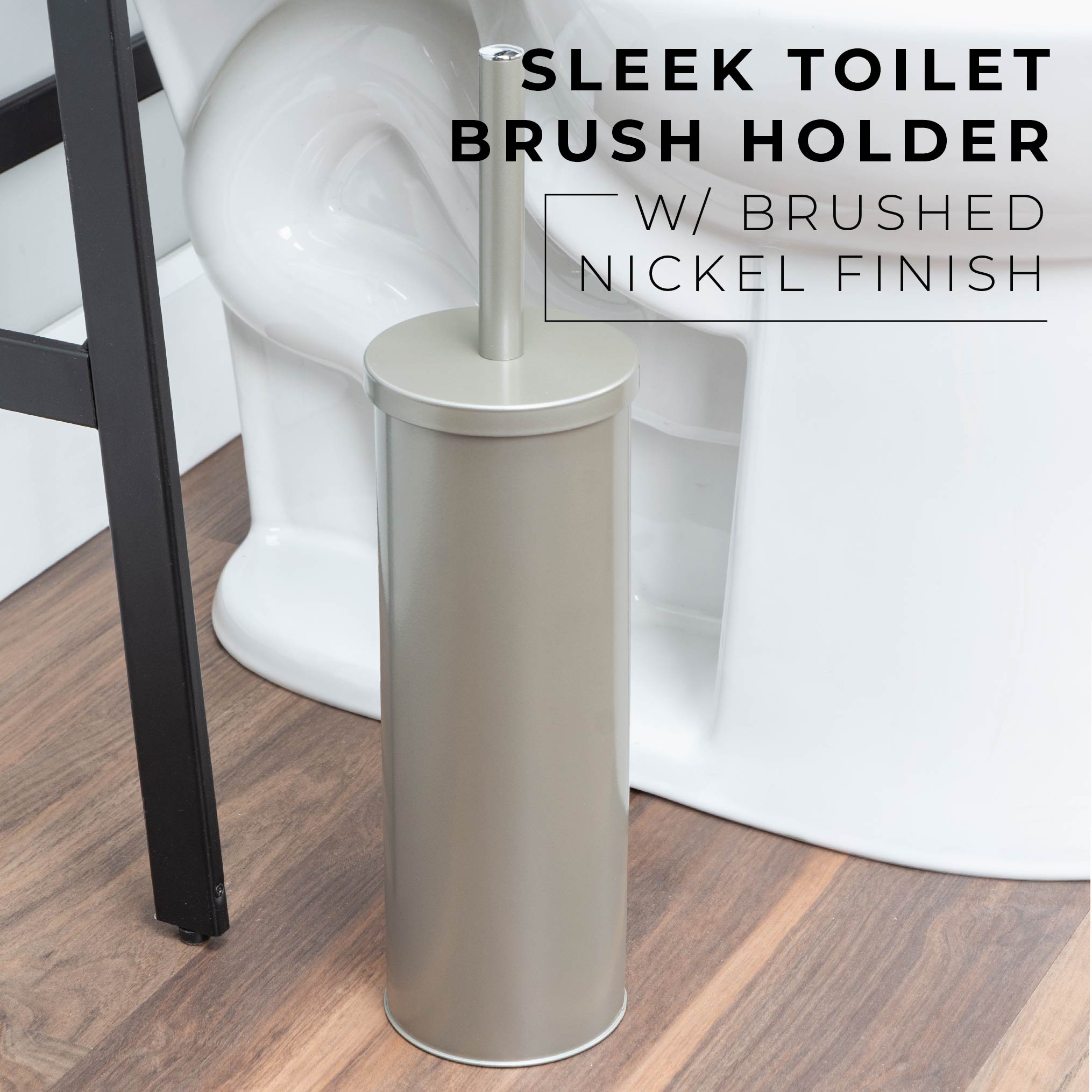 Toilet Brush and Holder, 2-Pack (Brushed Nickel Finish)