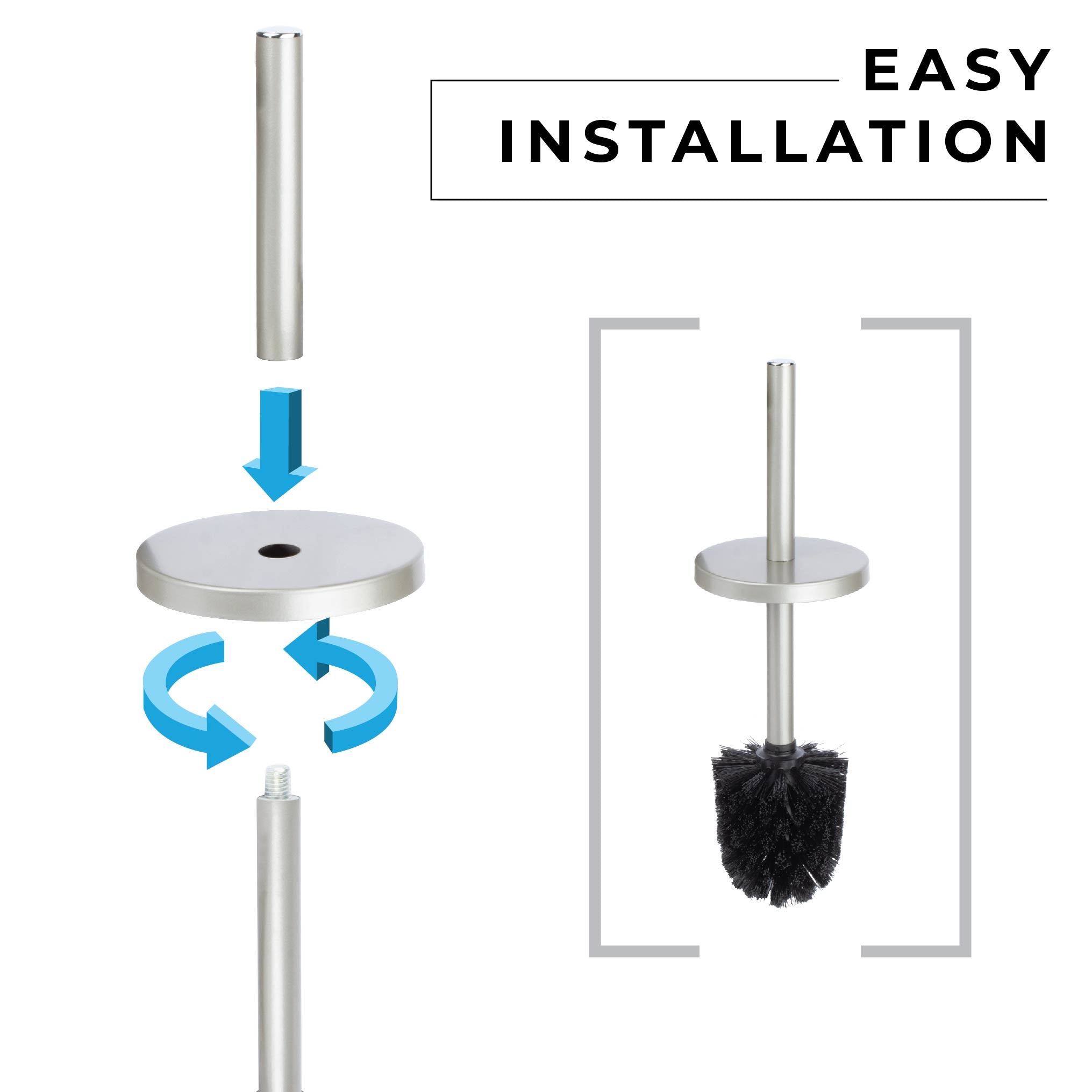 Toilet Brush and Holder, 2-Pack (Brushed Nickel Finish)