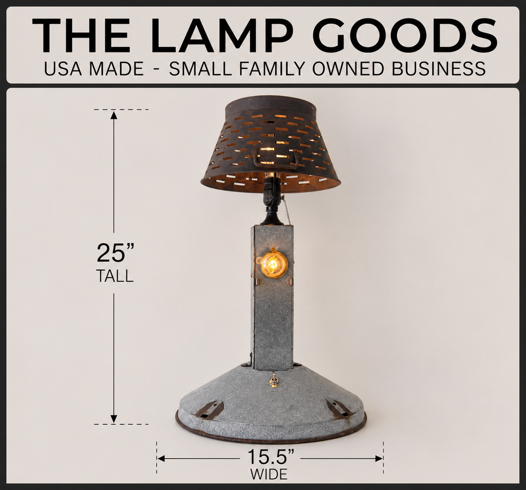 Original Antique Chicken Feeder Tall Farm Table Lamp