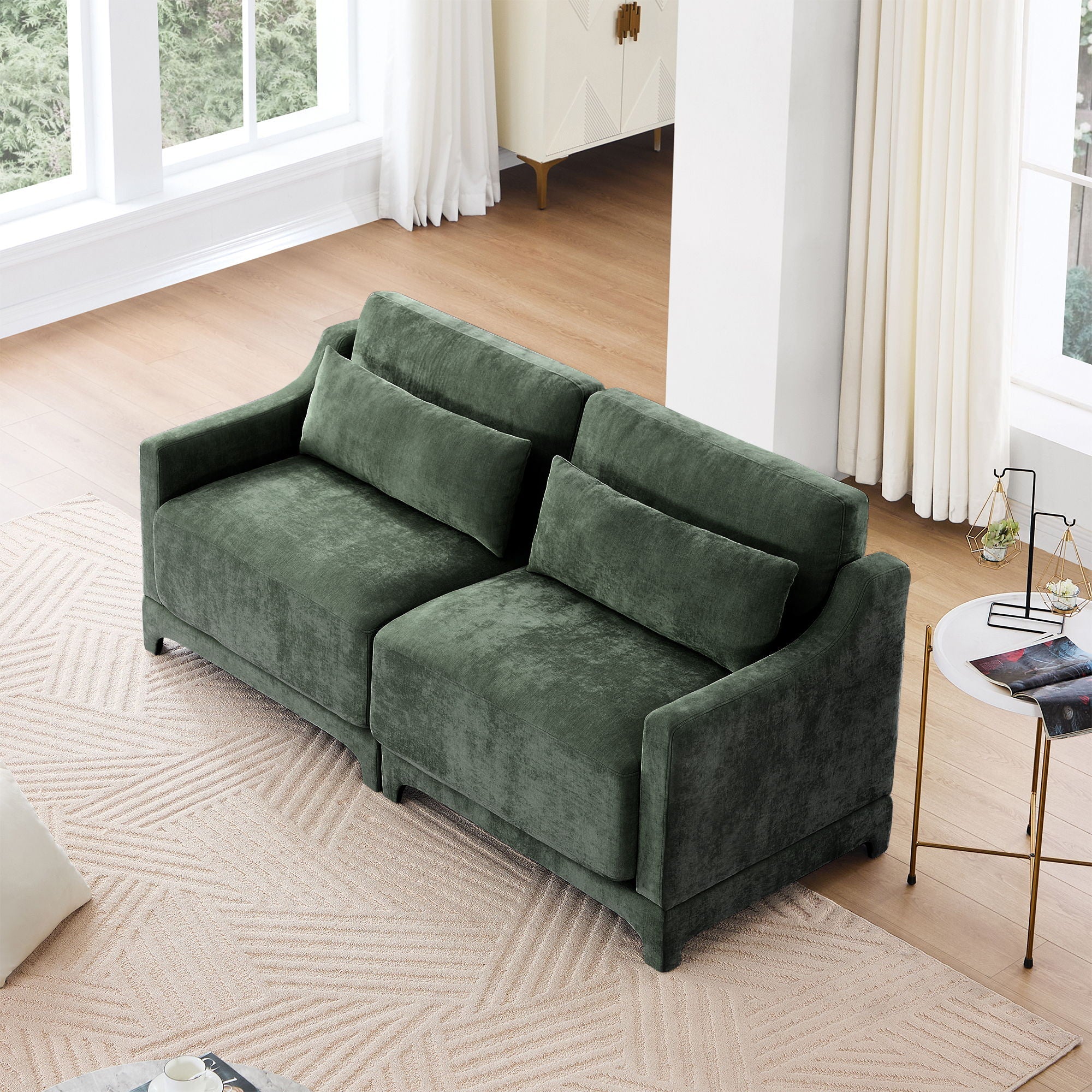 Elegant Sofa With Ergonomic Design And Lumbar Pillows