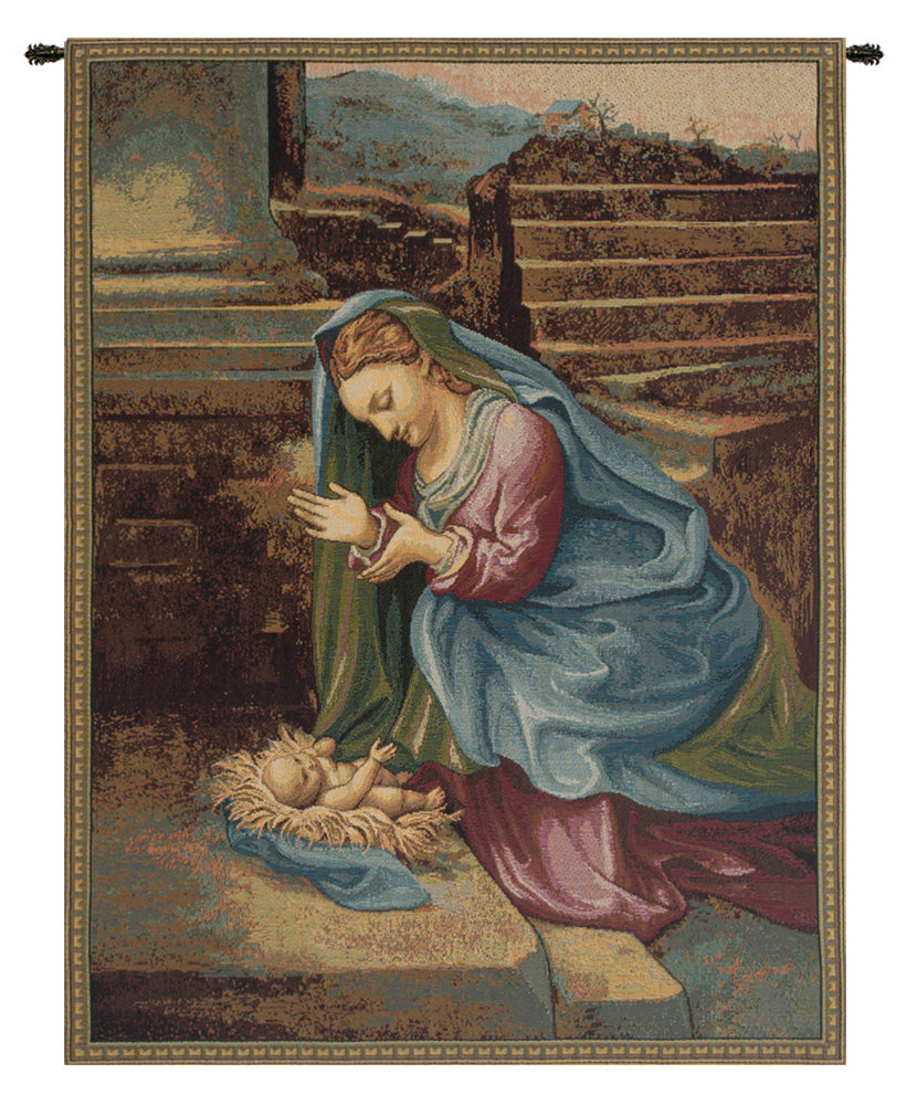 Madonna Adoring the Child Italian Tapestry