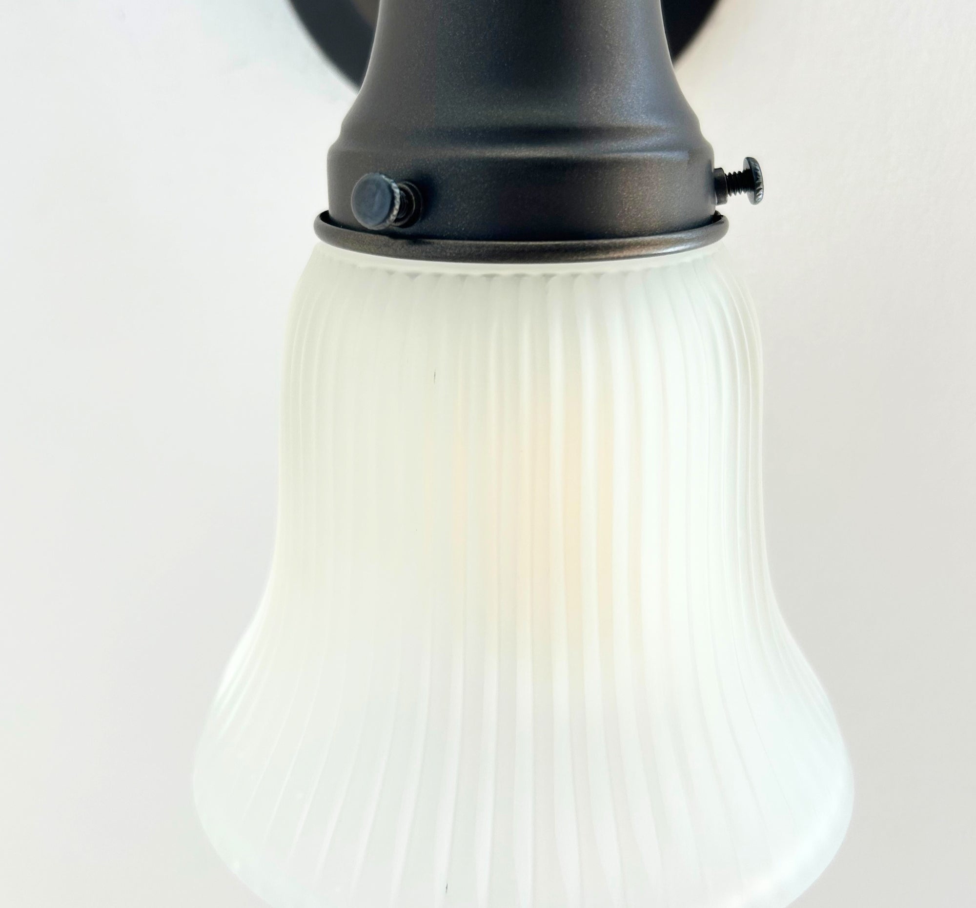 Frosted Bell-Shaped Holophane Glass Wall Sconce or Pendant Light