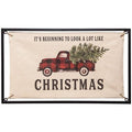 Christmas Buffalo Check Truck Fabric Sign