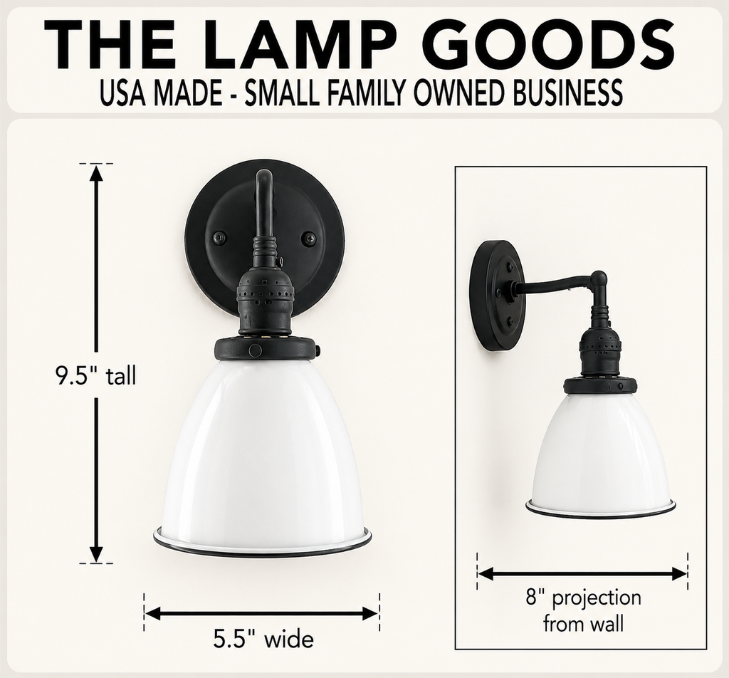 Petite White Enamel Farmhouse Wall Sconce Lighting