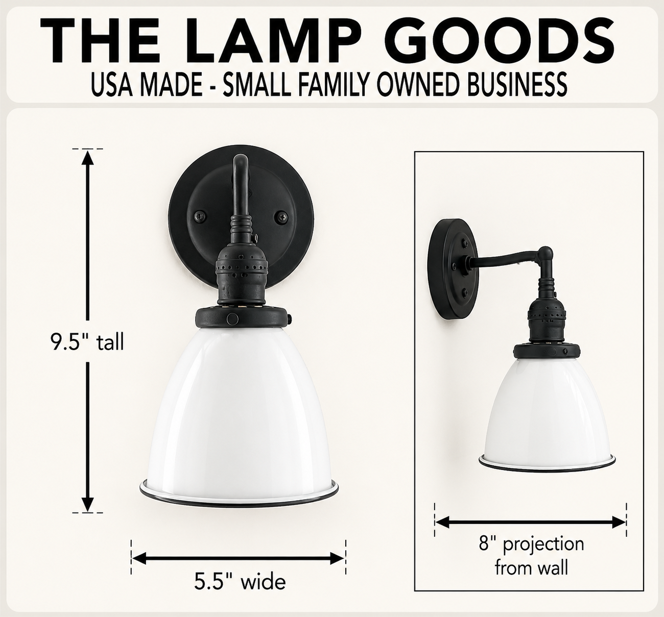 Petite White Enamel Farmhouse Wall Sconce Lighting