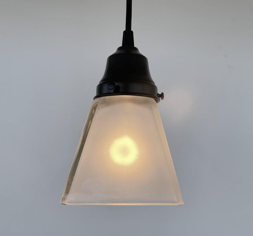 Vintage Frosted SQUARE 1960's PENDANT Light