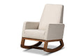 Baxton Studio Yashiya Mid-century Retro Modern Light Beige Fabric Upholstered Rocking Chair