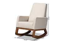 Baxton Studio Yashiya Mid-century Retro Modern Light Beige Fabric Upholstered Rocking Chair