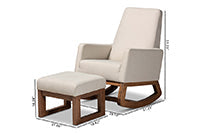 Baxton Studio Yashiya Mid-century Retro Modern Light Beige Fabric Upholstered Rocking Chair and Ottoman Set