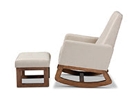 Baxton Studio Yashiya Mid-century Retro Modern Light Beige Fabric Upholstered Rocking Chair and Ottoman Set