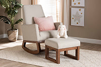 Baxton Studio Yashiya Mid-century Retro Modern Light Beige Fabric Upholstered Rocking Chair and Ottoman Set