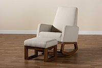 Baxton Studio Yashiya Mid-century Retro Modern Light Beige Fabric Upholstered Rocking Chair and Ottoman Set