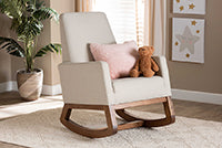 Baxton Studio Yashiya Mid-century Retro Modern Light Beige Fabric Upholstered Rocking Chair