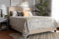 Baxton Studio Ramon Modern and Contemporary Beige Linen Fabric Upholstered Full Size Panel Bed with Nailhead Trim