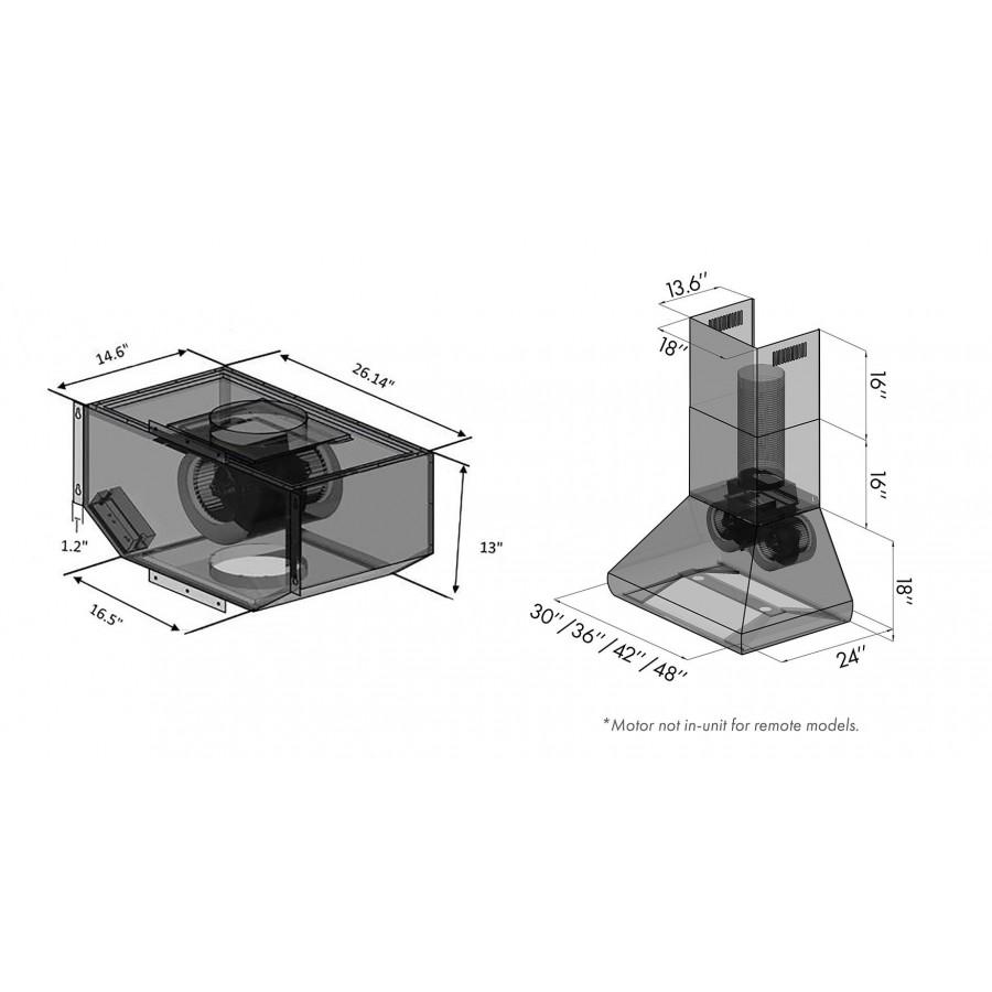 ZLINE 48" Remote Blower Stainless Steel Wall Range Hood, 687-RS-48-400
