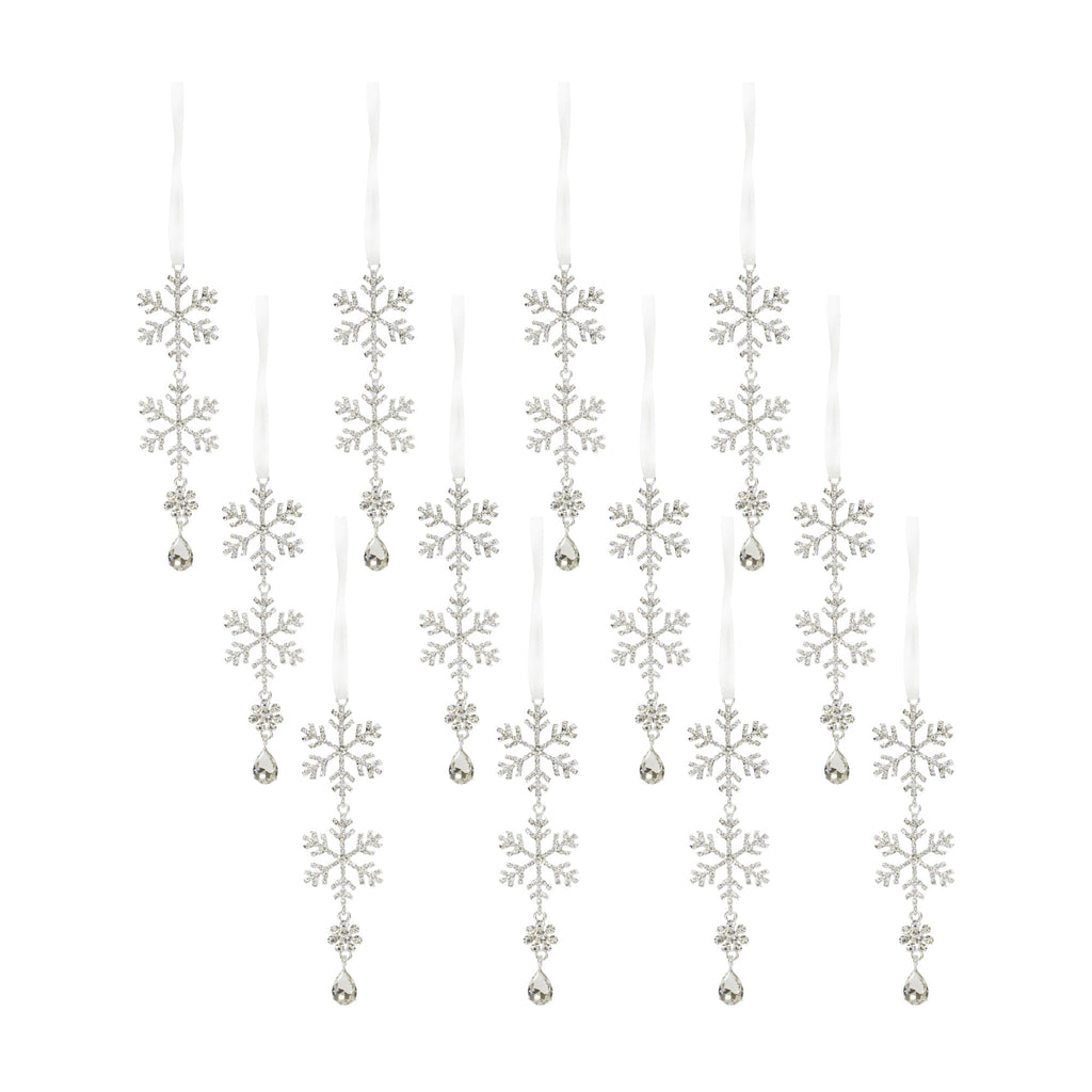 Jewel Tiered Snowflake Ornament Drop (Set of 12)