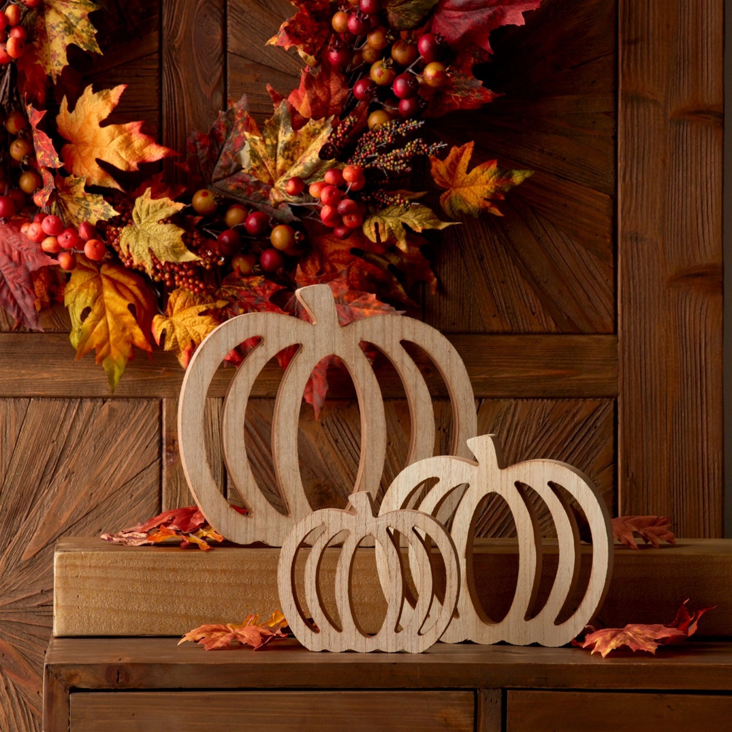 Wood Pumpkin Cut-Out (Set of 6)