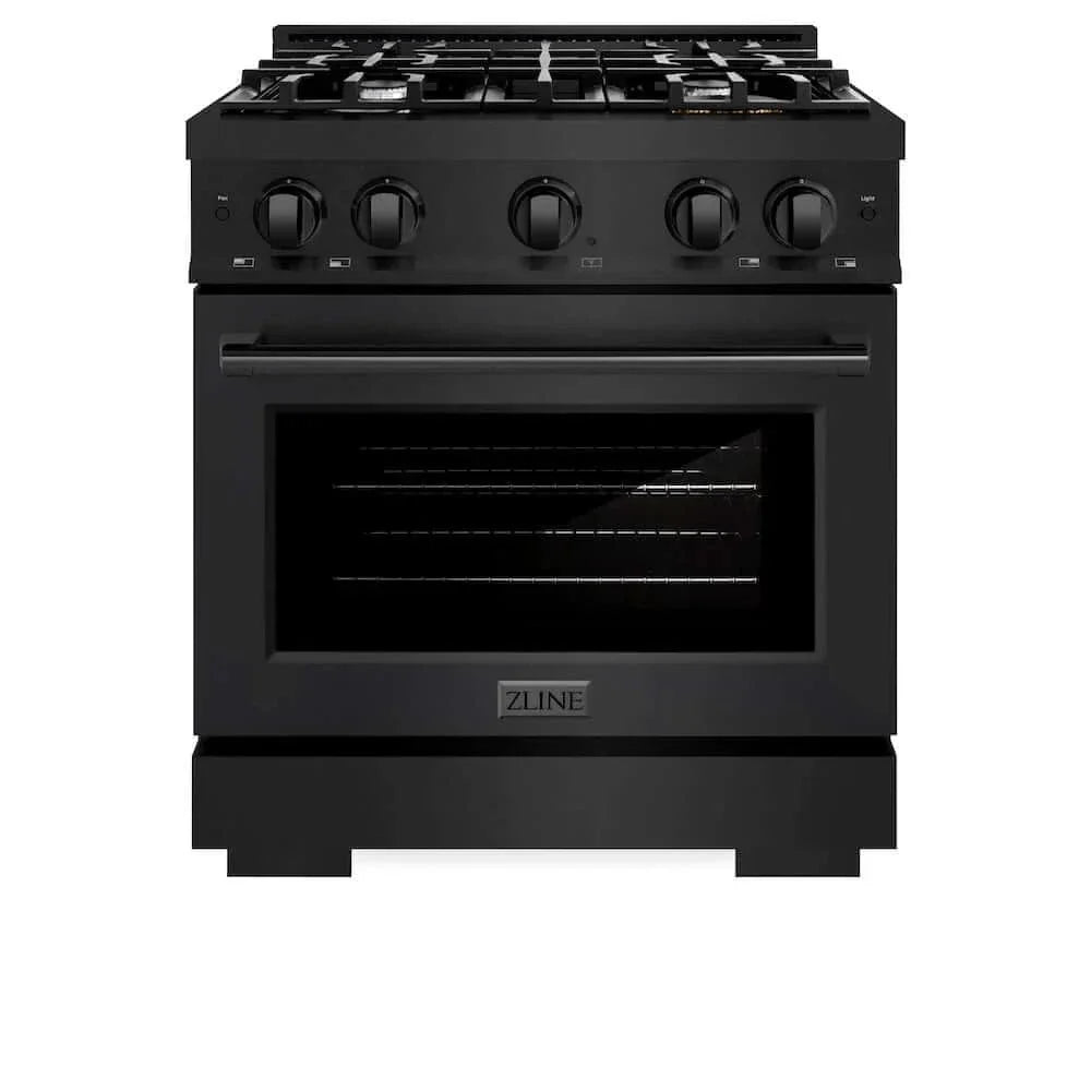 ZLINE 30" Select Gas Range Convection Gas Oven Black Stainless Steel HGRB-30