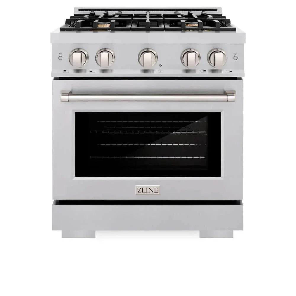 ZLINE 30" Select Dual Fuel Range Gas Cooktop Electric Convection Oven Stainless Steel Brass Burners HDR-BR-30