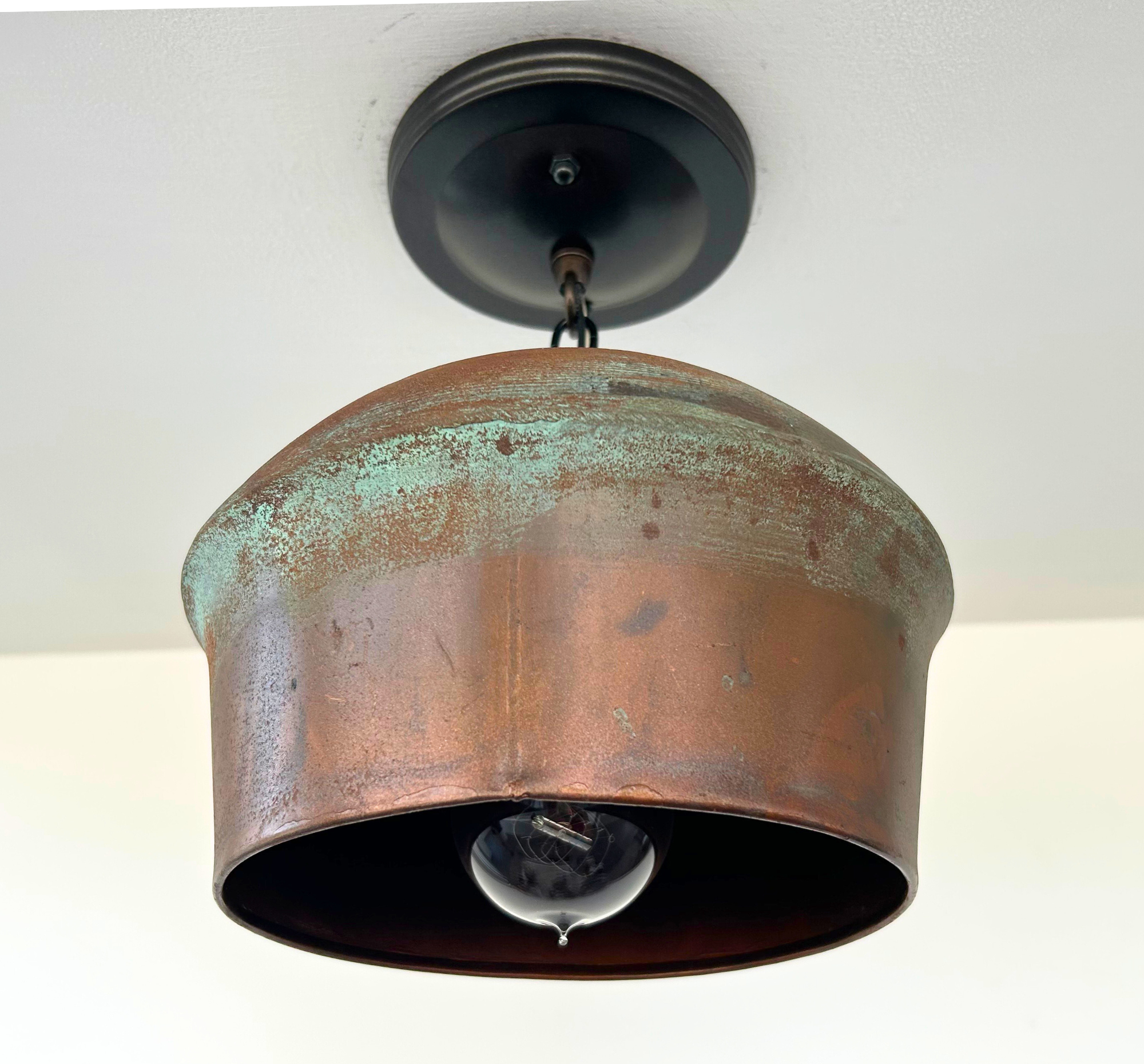 Modern Handcrafted Copper Ceiling Light with Chain | 8.5"