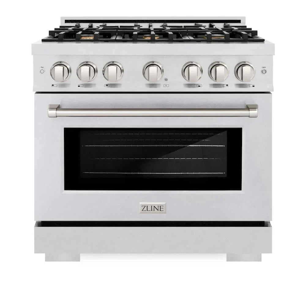ZLINE 36" Select Dual Fuel Range Gas Cooktop Electric Convection Oven DuraSnow® Stainless Steel Brass Burners HDRS-BR-36