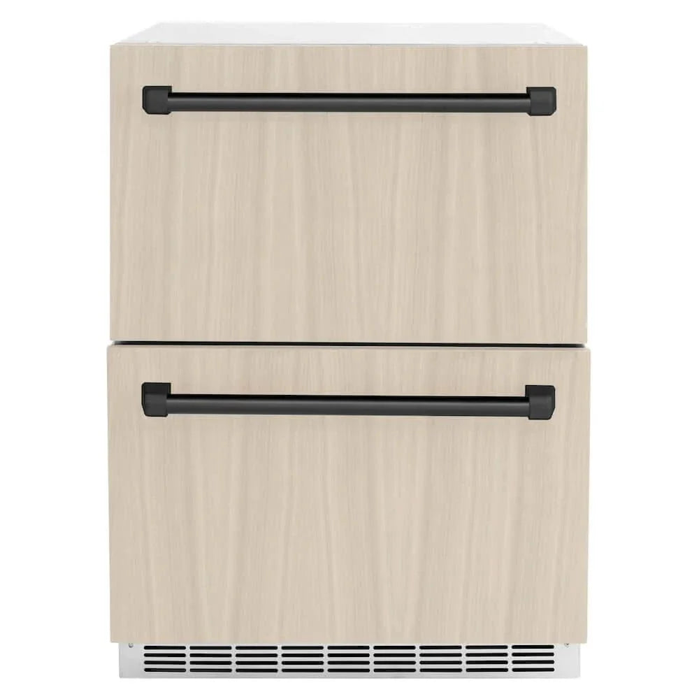 ZLINE 24" Touchstone 168 Can Outdoor-Rated Dual Refrigerator Drawer, Panel Matte Black, RDSPOZ-24-MB