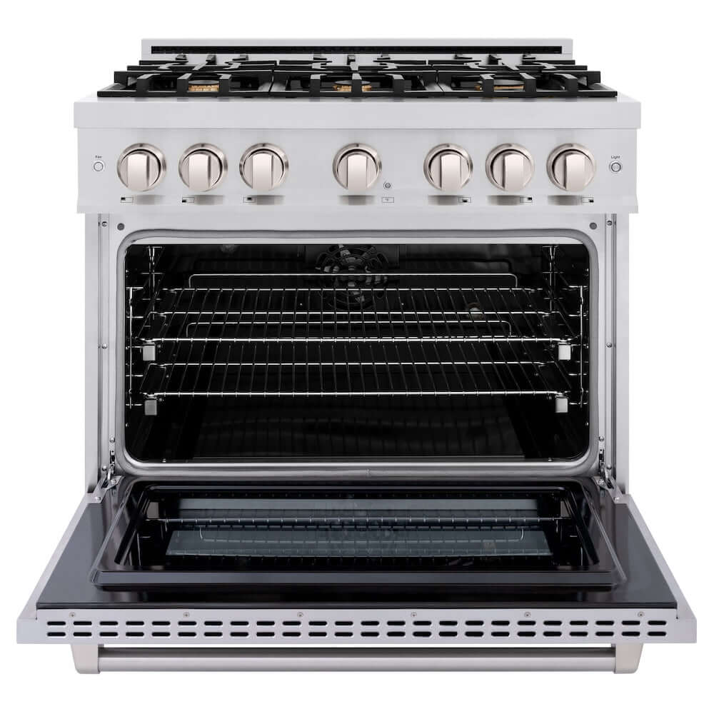 ZLINE 36" Select Dual Fuel Range Gas Cooktop Electric Convection Oven Stainless Steel Brass Burners HDR-BR-36
