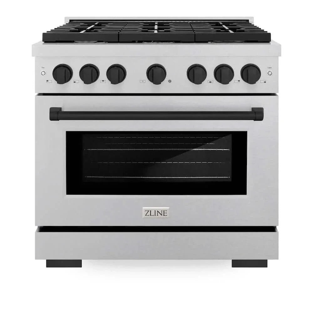 ZLINE 36"Gas Range, Convection Gas Oven, DuraSnow® Matte Black, SGRSZ-36-MB