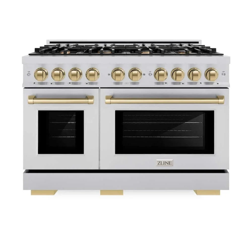 ZLINE 48" Select Dual Fuel Range Gas Cooktop Electric Convection Oven Stainless Steel Champagne Bronze HDRZ-48-CB