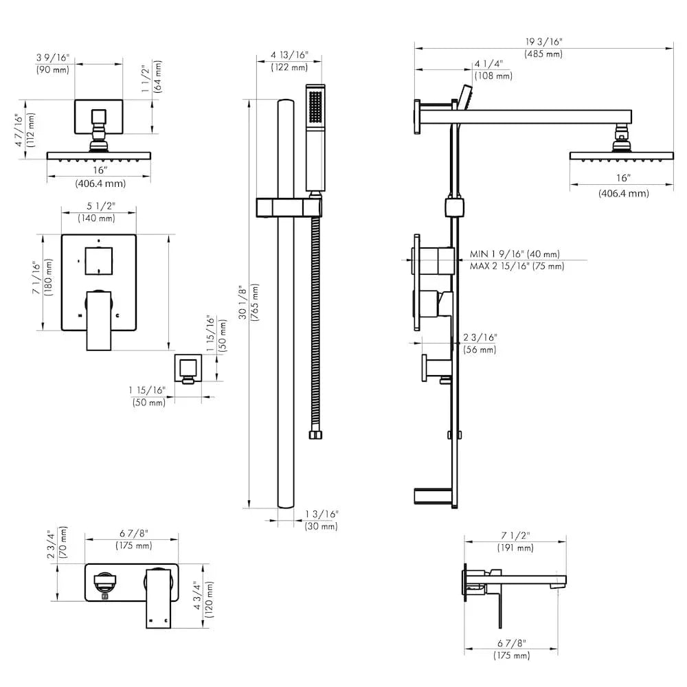 ZLINE Bliss Shower System Oversized Shower Head, BLS-SHS16-PG