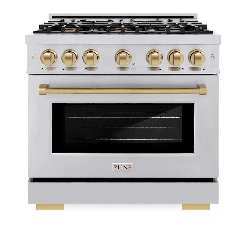 ZLINE 36" Select Gas Range Convection Gas Oven Stainless Steel Champagne Bronze HGRZ-36-CB