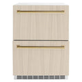 ZLINE 24" Touchstone 168 Can Outdoor-Rated Dual Refrigerator Drawer, Panel Ready Gold, RDSPOZ-24-G