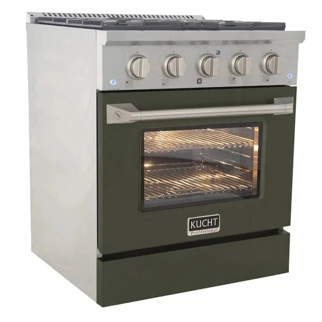 Kucht 30" Propane Range, Stainless Steel, Olive Green Oven Door, KNG301/LP-OG