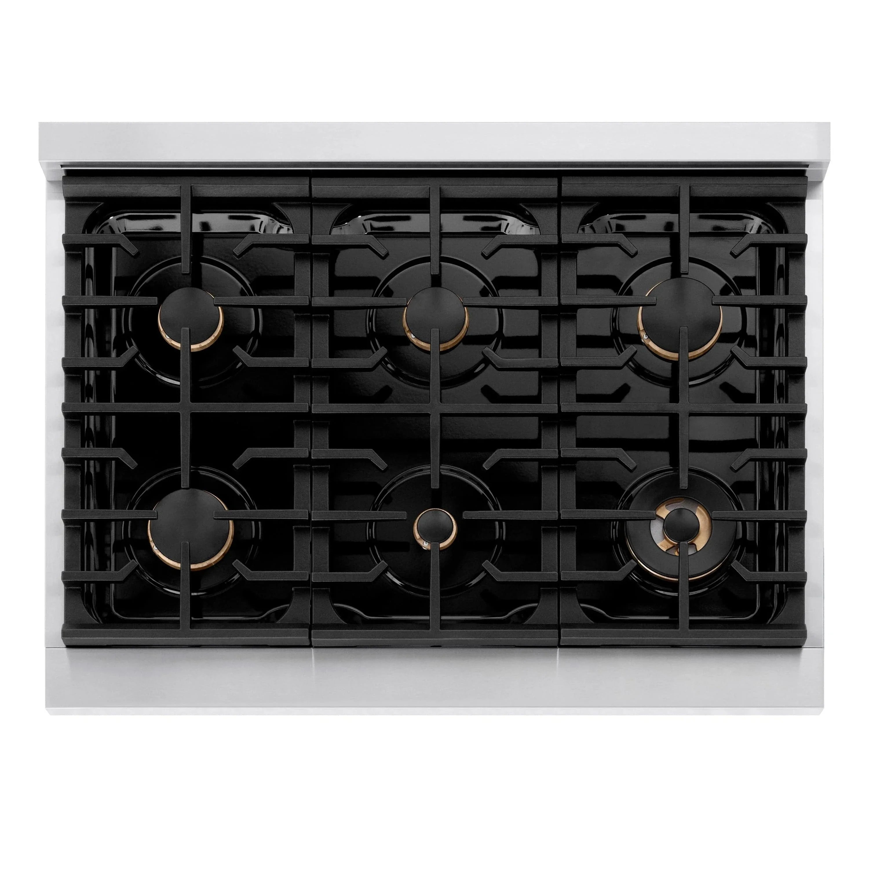 ZLINE 36"Paramount Dual Fuel Range White Matte Champagne Bronze SDRZ-WM-36-CB