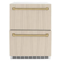 ZLINE 24" Touchstone 168 Can Outdoor-Rated Dual Refrigerator Drawer, Panel Ready Champagne Bronze, RDSPOZ-24-CB