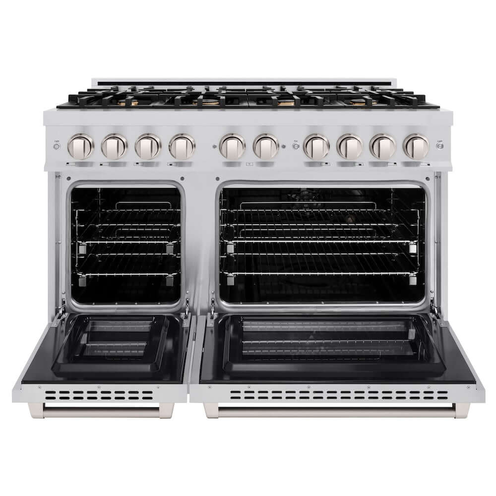 ZLINE 48" Select Dual Fuel Range Gas Cooktop Electric Convection Oven Stainless Steel Brass Burners HDR-BR-48