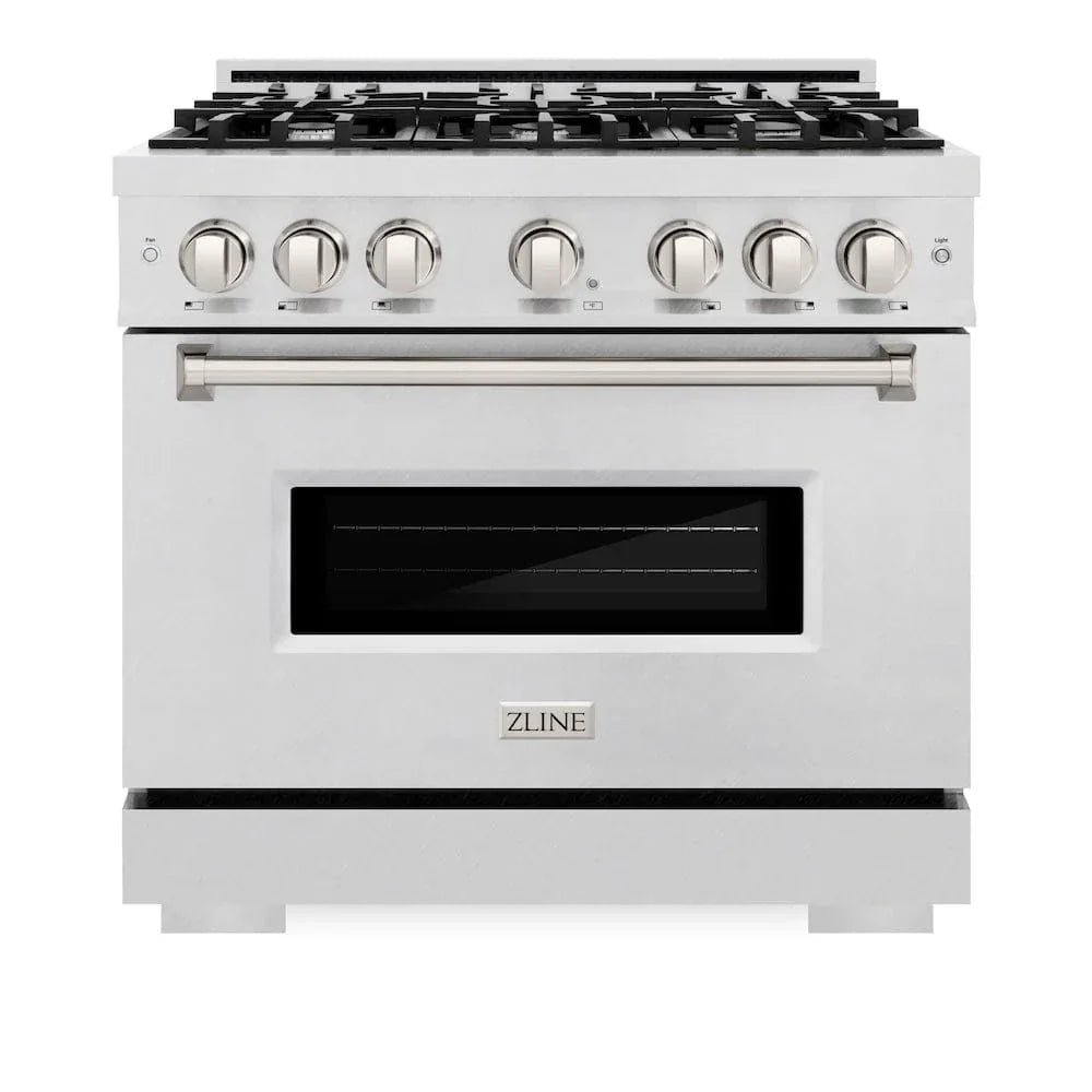 ZLINE 36" Dual Fuel Range, Gas Cooktop, Electric Convection Oven DuraSnow® Stainless Steel, CDRS-36