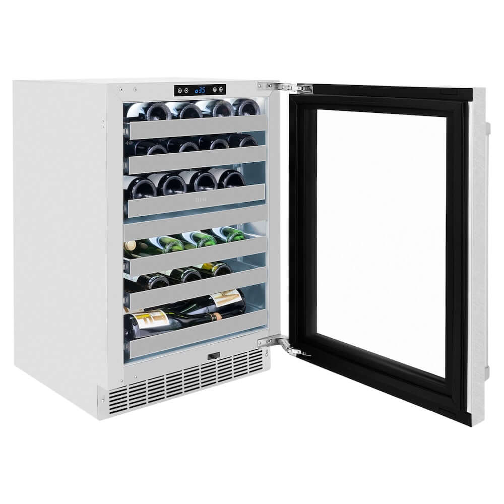 ZLINE 24" Touchstone Dual Zone 44 Bottle Wine Cooler DuraSnow® Stainless Steel Glass Door RWDO-SN-24