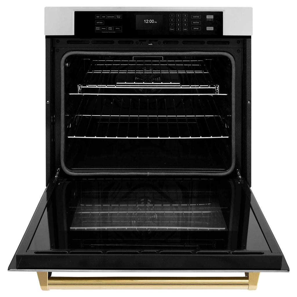 ZLINE 30" Autograph Edition Professional True Convection Single Wall Oven, Air Fry, Self Clean, Stainless Steel, Gold WASZ-30-G