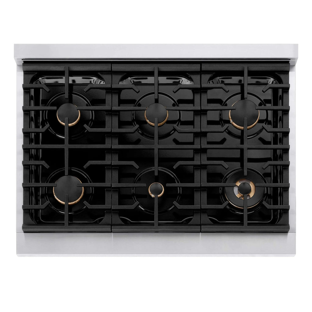 ZLINE 36"Paramount Dual Fuel Range Stainless Steel Champagne Bronze SDRZ-36-CB