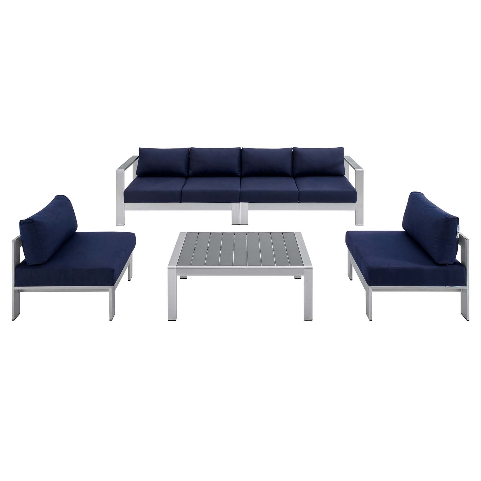 Shore 5 Piece Sunbrella¨ Fabric Outdoor Patio Aluminum Sectional Sofa Set by Modway