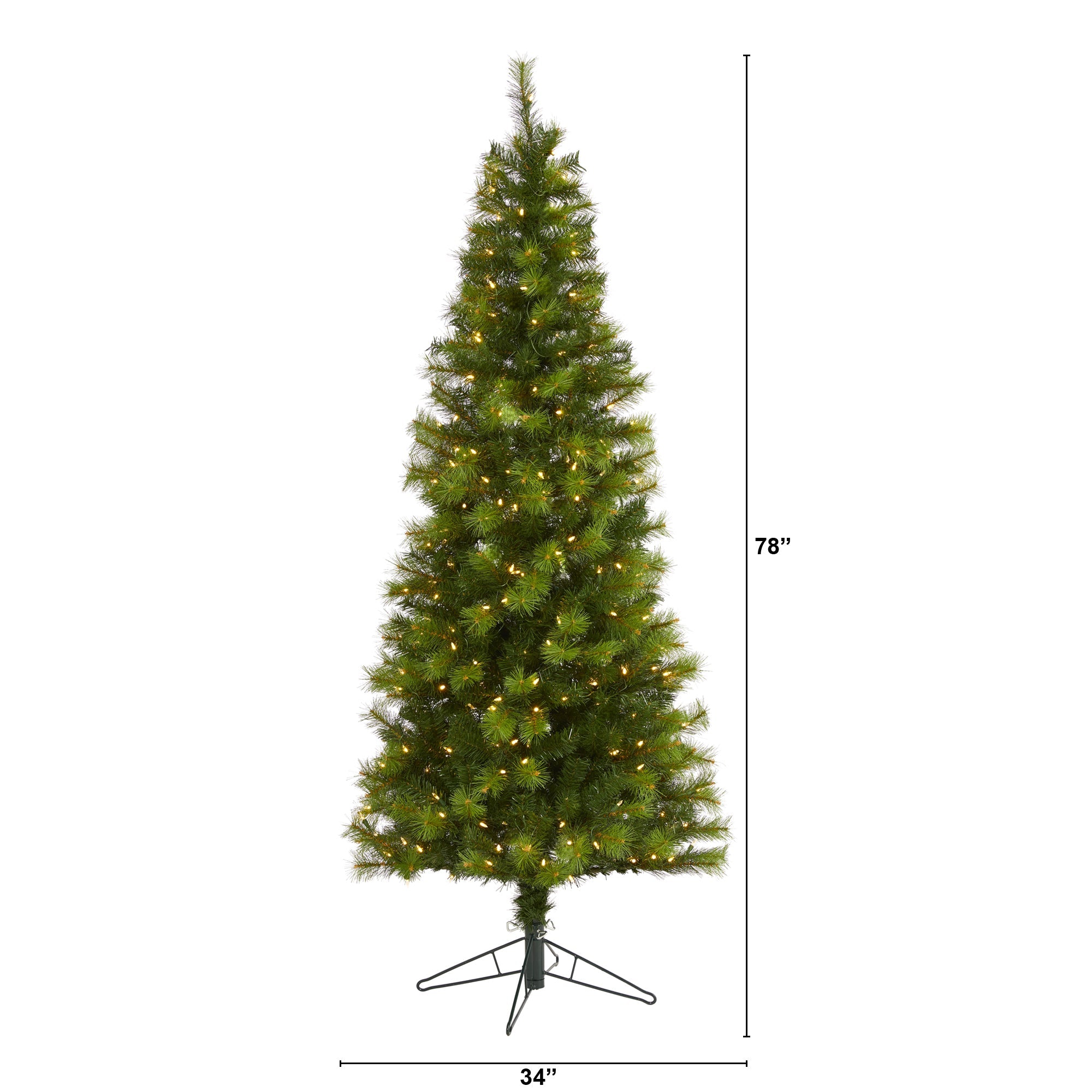 6.5' Green Valley Pine Artificial Christmas Tree w/ 300 Warm White LED Lights