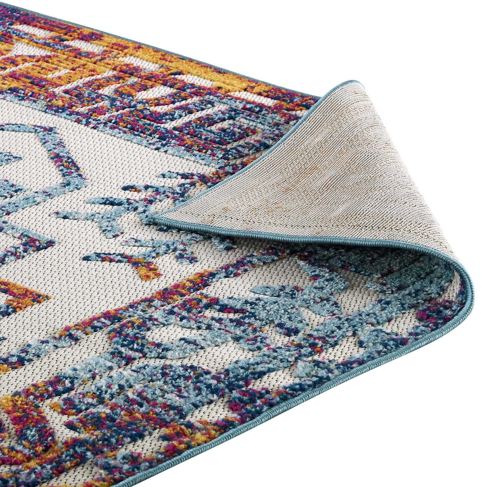 Reflect Nyssa Distressed Geometric Southwestern Aztec 5x8 Indoor/Outdoor Area Rug by Modway