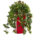 30' Rasberry Artificial Plant in Red Tower Planter