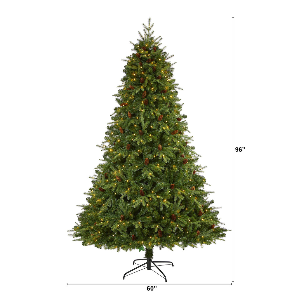8' Wellington Spruce 'Natural Look' Artificial Christmas Tree w/ 550 Clear LED