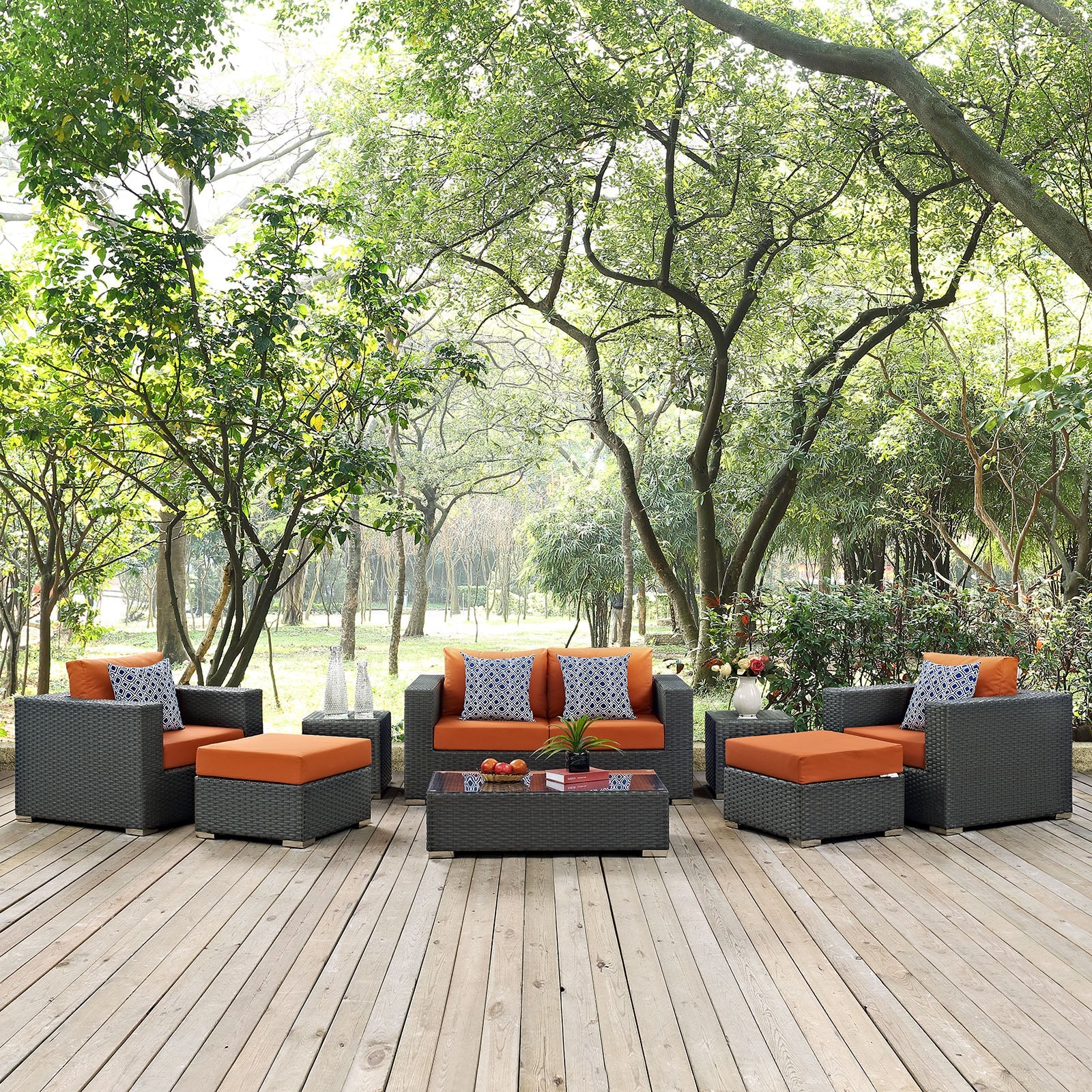 Sojourn 8 Piece Outdoor Patio Sunbrella¨ Sectional Set by Modway