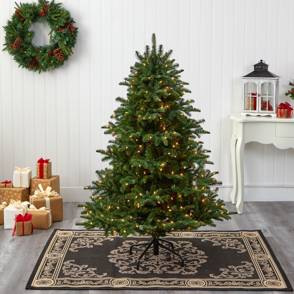 5' South Carolina Spruce Artificial Christmas Tree w/ 300 White Warm Lights