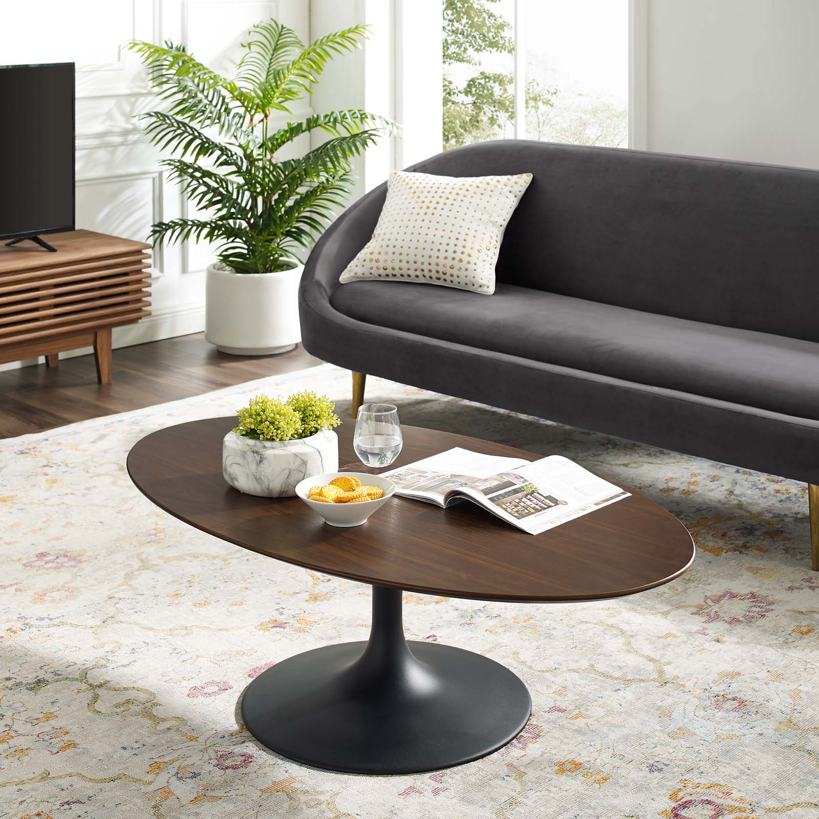 Lippa 48" Oval Wood Coffee Table by Modway
